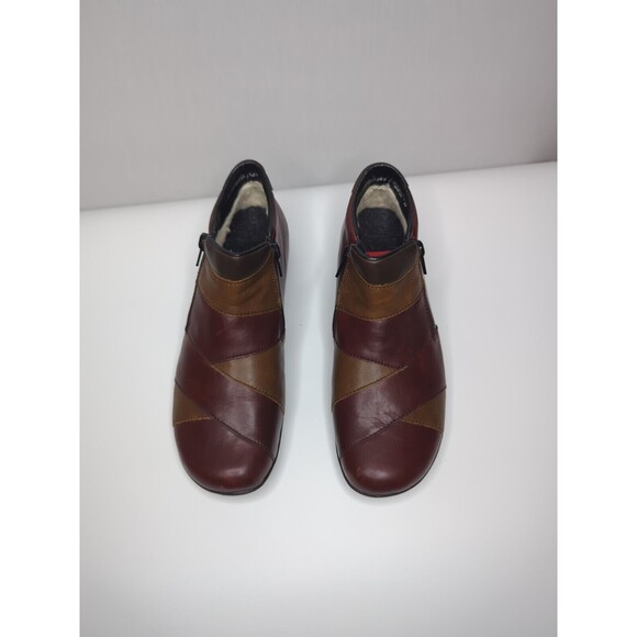 Rieker Berthe Sz 8 Patchwork Leather Booties Brown Tan Flat Leather Comfort Boho - Picture 2 of 11